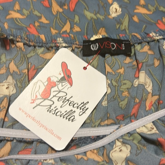 Perfectly Priscilla Blue & Orange Blouse Size S - Picture 9 of 15